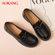 奧康時(shí)尚女鞋2025春季新款防滑樂(lè )福鞋牛皮軟底媽媽鞋透氣舒適女單鞋MT