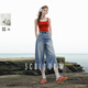 三彩2025夏季新款休閑牛仔褲純棉直筒褲寬松七分褲復古潮流M