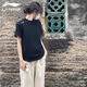 李寧速干短袖女款夏季新款冰絲透氣圓領(lǐng)半袖寬松休閑戶外跑步運(yùn)動T恤 黑色 M /170 (105-125斤)