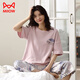 貓人（MiiOW）新款七分褲睡衣女夏棉質(zhì)兩件套分體短袖學(xué)生韓版可愛家居服可外穿 SMS-464 XL (120-140斤)