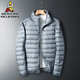 稻草人輕薄羽絨服男士外套白鴨絨冬裝外套秋冬短款保暖男女同款休閑男裝 16018灰色 L