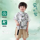 巴布豆男童夏季漢服套裝薄款透氣小童短袖寶寶幼童短褲兩件套新中式夏裝
