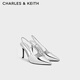 CHARLES&KEITH氣質(zhì)通勤高跟尖頭鏈條涼鞋生日禮物CK1-60280467 Silver銀色 36 （230）