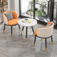 隱河陽(yáng)臺休閑雙層小桌椅網(wǎng)紅酒店現代茶桌椅組合酒店一桌兩椅三件套裝 桔白拼色【皮革款+送抱枕】 三件套+桌子+2把椅