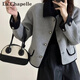 拉夏貝爾（La Chapelle）2025秋冬季新款小香風(fēng)毛呢短款外套女小個(gè)子春秋百搭顯瘦上衣潮 灰色 XL 建議115-125斤