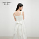 秋水伊人優(yōu)雅時(shí)尚方領(lǐng)花苞裙2025年夏季新款女百搭修身收腰連衣裙 本白 M