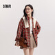 森馬（Semir）[商場(chǎng)同款]長(cháng)袖襯衫女中長(cháng)款oversize春2025格紋上衣101125105007