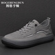 博格亨頓品牌輕奢男鞋春季新款老北京布鞋男士百搭冰絲帆布鞋軟底防滑板鞋 灰色 【品牌男鞋】 40 皮鞋碼