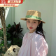 JIOESC平頂草帽子女赫本風(fēng)法式夏季海邊度假遮陽(yáng)防曬帽大頭圍遮臉太陽(yáng)帽 卡其色【米色綁帶】