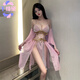 千綺黛新中國風(fēng)國潮古風(fēng)異域風(fēng)情敦煌飛天舞蹈服裝漢服情趣睡衣 2431粉【文胸+分裙片+袖套*2+T褲 均碼 建議80-125斤