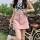 妙奕嘉半身裙女夏季2025新款牛仔裙裙子女士春秋短裙a字裙高級感小個子 臟粉色高腰牛仔半身短裙 L