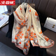 北極絨絲巾女香云剪花中國風(fēng)大長(cháng)絲巾春秋冬季新款龍鱗紋外搭披肩薄圍巾 石榴熟了長(cháng)剪花-米 180*90cm