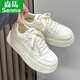 森馬女鞋秋季小白鞋女2025新款透氣厚底增高板鞋百搭運動(dòng)休閑鞋子女 米色 37 (235mm)