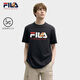 FILA 斐樂官方男子針織短袖衫2025夏新款狐貍刺繡休閑舒適純棉T恤