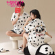 莫代爾情侶睡衣夏款100%純棉短袖短褲甜美可愛(ài)女士可外穿薄款家居服男士 58255 L 女送男2XL