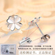 百年老鳯祥999純銀耳釘銀飾2025新款潮防不過(guò)敏耳環(huán)足銀光面四葉 通體999純銀一對 送證書(shū) 素馨花