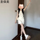 圣保美小個(gè)子連衣裙夏季女裝2025新款韓系穿搭a字短裙子兩件套裝裙顯瘦 套裝【奶白色上衣+百褶裙】 S 碼