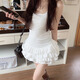 茯見(jiàn)秋冬搭皮衣法式掐腰白色背心吊帶連衣裙子2025高級感內搭蛋糕短裙 白色 M
