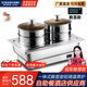 維納仕（vnash）自助餐電熱保溫爐湯爐雙頭蒸包湯爐酒店自助早餐點(diǎn)心包子饅頭蒸爐 18升蒸爐雙層蒸籠【數顯玻璃蓋】