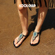COOLCHAP【迪麗熱巴同款】七夕25新款涼鞋女夏季軟底外穿海邊沙灘夾腳涼拖 星月入夜（新版） 正碼正拍 37
