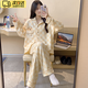 羽雅曼睡衣女夏季2025新款春秋季長(cháng)袖長(cháng)褲可愛(ài)卡通寬松可外穿女士家居服 格子小熊 XL 【120-140斤】