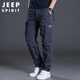 JEEP SPIRIT吉普工裝褲男春夏季直筒休閑褲男士寬松多口袋男褲 深灰 XL