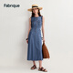 Fabrique 復古靛藍圓領(lǐng)無(wú)袖棉麻牛仔連衣裙夏季新品 水洗藍 XS /P