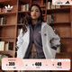 adidas經(jīng)典三條紋運動連帽夾克外套男女春季新款阿迪達斯三葉草 亮白   S