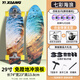 億享陸地沖浪板滑板彈簧橋初學(xué)者沖浪練習(xí)板免蹬地刷街大魚板路沖板 29寸免腳蹬鋁合金支架-七彩海浪
