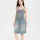 勁維迪復古背帶牛仔裙女夏季2025新款寬松顯瘦減齡直筒牛仔半身裙子 淺藍色背帶裙 L （110-125斤）