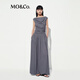 MO&Co.連衣裙2025夏新品天絲混紡輕薄藝術(shù)捏褶垂蕩設(shè)計(jì)感長裙MBE2DRS056 中花灰色 M /165