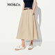 MO&Co.半身裙2025夏新品UPF50+防曬A字廓形傘裙附腰帶MBE2SKTT02 煙咖色 M