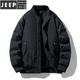 JEEP SPIRIT美式棒球服棉衣男士冬季加厚保暖棉服外套男生工裝飛行員夾克棉衣 黑色 XL