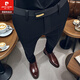 皮爾卡丹（pierre cardin）顯瘦時(shí)尚修身商務(wù)休閑褲男士夏季新款韓版九分小腳褲男款西裝褲 黑色九分褲【新品】 33