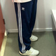 三葉草（Adidas）藍色 寬松三條杠運動(dòng)褲 休閑直筒長(cháng)褲 IM9471 IM9471 S