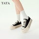 他她（TATA）經(jīng)典厚底帆布鞋女鞋子休閑板鞋小白鞋春新款WP801AM5 黑色 37