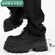 清中喬圓頭德比鞋男厚底cleanfit英倫風(fēng)內(nèi)增高通勤皮鞋黑色新款大頭鞋子 主圖款 38