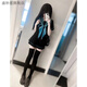 盛妙慈青本繪短袖日系校供女夏jk中間百褶裙JK基礎(chǔ)制服學(xué)院水手服套裝女 短袖上衣+百褶裙【送領(lǐng)巾環(huán)扣】 XL 建議115-125斤