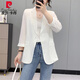 皮爾卡丹夏季雪紡小西裝女2025款時(shí)尚氣質(zhì)修身薄款小個(gè)子外套七分袖西服 白色 2XL 105-115斤