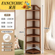 FANCYCHIC簡(jiǎn)約靠墻角楠竹三角墻角柜家用多層轉角收納架落地儲物架置物架 六層茶色【純竹】轉角架【加粗加