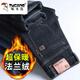 啄木鳥(niǎo)秋冬季加絨加厚牛仔褲男士寬松直筒中青年商務(wù)休閑彈力長(cháng)褲子男裝 20740/1832黑色加絨 32
