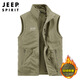 JEEP SPIRIT吉普馬甲男外套男士春秋加絨戶(hù)外休閑無(wú)袖背心上衣男裝 卡其 L