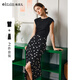 Olrain歐芮兒黑色波點(diǎn)法式風(fēng)半裙套裝夏季新款修身顯瘦兩件套 黑色 M