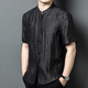 埃萊森男士高端襯衫雙面穿真絲香云紗桑蠶絲短袖夏季新款中式唐裝爸爸裝 黑色 L