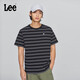 Lee商場(chǎng)同款25新品舒適版圓領(lǐng)條紋Logo徽標男短袖T恤