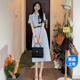 JZDZ藍色連衣裙子女夏季2025小個子教資面試教師穿搭職業(yè)上班通勤長裙 天藍色連衣裙(正式場合連衣裙/氣 商場同款 M 45/55kg 商場同款