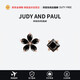 JUDYANDPAUL 【韓國直郵】黑水晶花朵不對稱耳環(huán)銀針送禮送禮男女進口