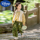 迪士尼（Disney）女童漢服套裝春秋季新款中小童女孩子古風(fēng)國(guó)風(fēng)新中式兒童漢服裙子 金竹國(guó)風(fēng)三件套 130