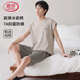 浪莎男士睡衣男夏季純棉涼感彈力飛機袖短褲圓領(lǐng)套頭可外穿家居服套裝
