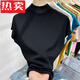 蕉京2024夏季新款薄款冰絲針織衫女短袖內(nèi)搭半高領(lǐng)打底衫修身T恤 黑色 2XL 參考131-140斤